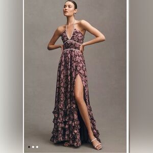 V. CHAPMAN SCARLETTE HALTER EMBELLISHED CORSET ORGANZA MAXI DRESS 4